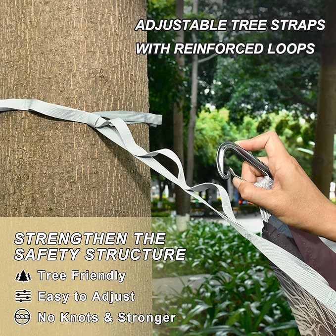 Funny Raccoons with Glasses Camping Hammock Single Portable Hammocks 330 lbs Capacity with 2 Tree Straps and Attached Carry Bag,Perfect for Outdoor,Indoor,Beach,Camping,Travel