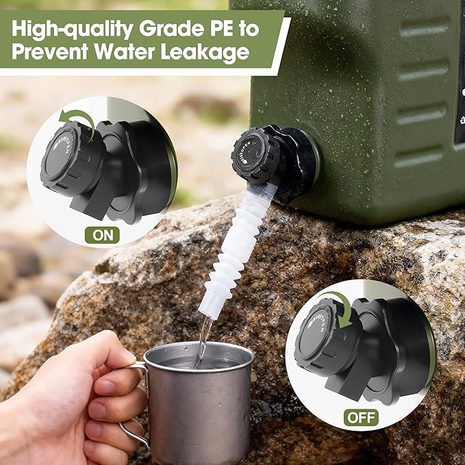 3.2 Gallon Water Jug, Portable Camping Water Jug Dispenser with Spigot, Leak-Proof Water Storage Containers for Camping, Outdoor, Hiking, Picnic, RV, BPA Free Emergency Water Tank, Green