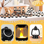 Ferraycle 72 Pcs Mini Lantern Decor 4 Inch Western Lantern Table Centerpiece Small Vintage Camping Hanging Lamp Ornaments Bulk for Cowboy Cowgirl Wedding Halloween Christmas (4 Inch,Black)