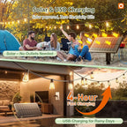 addlon 33(27+6) FT Solar String Lights Waterproof,Patio Light Solar Powered with Remote& USB Port 9+1 LED Shatterproof Bulbs 3 Lighting Modes Outdoor for Camping Backyard Garden