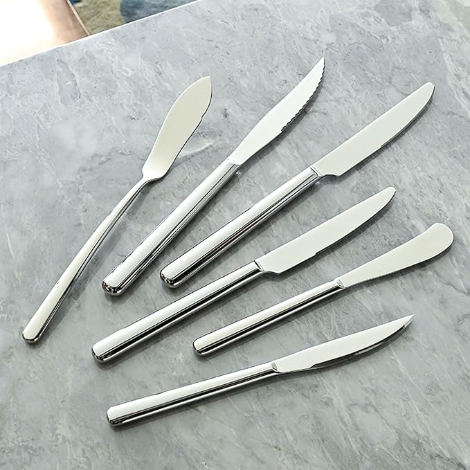 32 Pieces Utensil Sets for 8, Stainless Steel Silverware Set, Luxury Cutlery Sets for Camping, Afternoon tea, Hotel, Dishwasher Safe