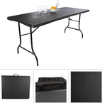 Lavish Home Portable Folding Tables - Lightweight Portable Folding Desk - 6-Foot-Long Plastic Table for Camping, Playing Cards, Parties, and Dining (Single/Black)