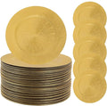 100 PCS Charger Plates Bulk, 13 Inch Decorative Round Dinner Plates, Plastic Dinner Chargers Bulk Serving Plate for Birthday Parties, Holidays, Weddings (Gold)