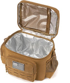 QT&QY Tactical Lunch Bag for mens Military heavy duty lunch box work Leakproof insulated Durable Thermal Cooler Bag for Adult Meal for Office Camping Picnic Pail MOLLE Webbing Khaki