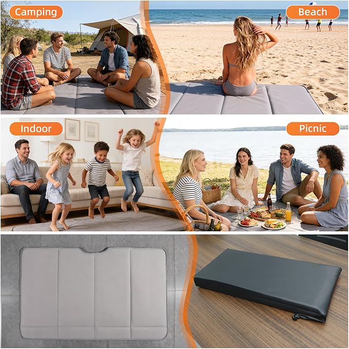 Car Bed Backseat for SUV, Car Camping Bed Platform | Folding Mattress, Eco-Friendly Flocking Portable Travel Platform, No-Inflation Foldable Backseat Mattress, Camping Essentials for Sleeping, Gray