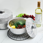 Disposable Aluminum Pot with Lid Round Foil Pans Disposable Cookware Food Container for Vacation Trips Camping Baking Heating Cooking(12 Pcs,74.4 oz)