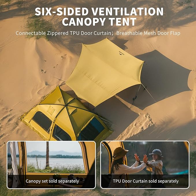 Naturehike Dune Hot Tent with Stove Jack,Double Layer 4 Season Tent,Waterproof 2-4 Person Tents for Camping
