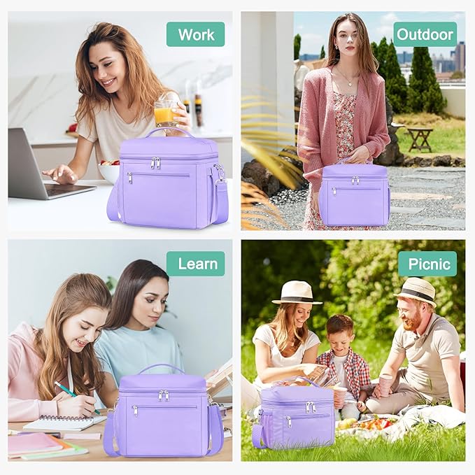 DALINDA Lunch Bag Cooler Bag Lunch Box for Women Men, Insulated Leak Proof LunchBox Lightweight for Picnic,Grocery,Beach,Camping,Travel,Work