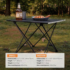 MOON LENCE Ultralight Folding Camping Table, Compact,Portable with Carry Bag, for Outdoor Cooking, Picnic, Camp, Boat, Travel (Black - M)
