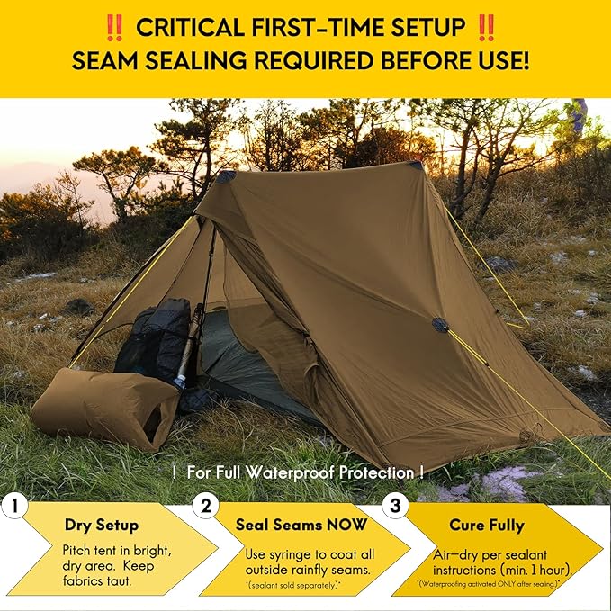 LANSHAN Ultralight Tent 3-Season Backpacking Tent for 1-Person or 2-Person Camping, Trekking, Kayaking, Climbing, Hiking