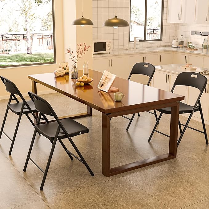 Bonnlo 8-Pack Black Plastic Folding Chairs, Portable Seat with Sturdy Steel Frame for Indoor & Outdoor Use, Perfect for Banquet, Party, Wedding, Office, and Camping