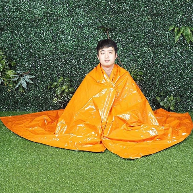 Emergency Bivvy Bag Aluminum Film Survival Sleeping, Warm Tube Tent Survival Bivvy, Waterproof Emergency Blanket