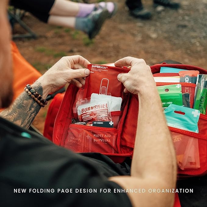 MY MEDIC MyFAK Standard Ifak First Aid Kit - 132 Life Saving Trauma and Medical Items - HSA FSA Survival Kit for Camping or Your Car - RED