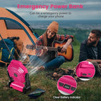 Odoland Rechargeable Camping Fan, 20000mAh Battery Fans with LED Lantern for Tent Car Beach Storm, Portable Light Desk Cooling Fan for Picnic Power Outage Hurricane, Pink