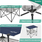 SUNNYFEEL Folding Camping Table- Collapsible Portable Beach Table with 4 Cup Holders & Carry Bags, Tailgate Table for Outdoor Excursion Picnic Hiking Fishing Travel Parties, Blue