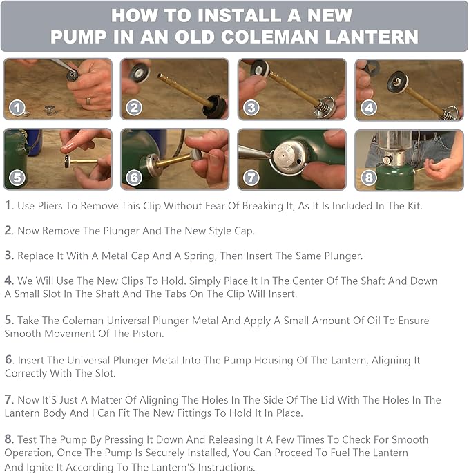 Lantern Replacement Parts Universal Plunger Metal Part, 4-Inch Long Plunger Pump Repair Kit, 242J5201, Lantern, Stove Replacement Parts, Compatible with Coleman Camping Stoves & Dual Fuel Lanterns.