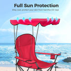 ALPHA CAMP Heavy Duty Canopy Lounge Chair Sunshade Hiking Travel Chair with Cup Holder