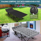 NAIZEA Oversized XXL Folding Camping Cot for Adults, Heavy Duty Outdoor Bed with Carry Bag, Portable Sleeping Bed for Outdoor Travel Camp Beach Vacation