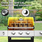 MELLCOM Upgraded 36,000 BTU Stainless Steel Burner Barbecue Grill, 3 Burner BBQ Propane Gas Grill with Cast Iron Grates & Side Stove for Patio, Camping, Outdoor Cooking