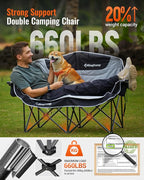 KingCamp Double Camping Chair Folding Camping Table, Aluminum Roll-Up Camp Table