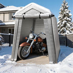 6 x 8 FT Carport, Portable Shed w/220G Heavy Duty Waterproof PE Tarp, Roll-up Zipper Door & Vent, Weather-Resistant Storage Shed for Motorcycle, Bike and Tools, Gray