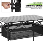 Magshion 37" Folding Camping Table with Large Storage Basket & with Carry Bag, Aluminum Picnic Table for Indoor Outdoor Camping Backyard BBQ Use, Black