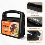 Sunvivi 3 in 1 Sandwich Maker, Electric Waffle Maker with Removable Non-stick Plates, 800W Panini Press Grill with Glass Top, Cool Touch Handle & Easy to Clean, Black
