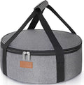 Lifewit Insulated Single Decker Round Casserole Carrier, Portable Pie Carrier Bag for Hot or Cold Food, Fits 12.5" Baking Dish, Thermal Lunch Tote for Potluck Parties, Picnic and Cookouts, Grey