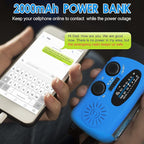 Emergency Hand Crank Radio with LED Flashlight for Emergency, AM/FM Portable Weather Radio with 2000mAh Power Bank Phone Charger, USB Charged & Solar Power for Camping, Emergency(Blue)
