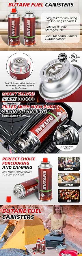 Butane Fuel Canisters for Portable Camping Stoves