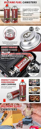 Butane Fuel Canisters for Portable Camping Stoves