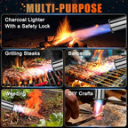 Torch Gun with One-Touch Max Fire, Safety Lock, Blow Torch Gun for BBQ, Grill, Charcoal Lighter, Cooking Flamethrower (Tank Not Included)
