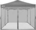CROWN SHADES Gazebo Mosquito Net for 10 x 10 Pop Up Canopy - Patio Gazebo Mesh Sidewall with Zipper for Outdoor Tent, Garden and Backyard (4 Packs, Grey)