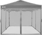 CROWN SHADES Gazebo Mosquito Net for 10 x 10 Pop Up Canopy - Patio Gazebo Mesh Sidewall with Zipper for Outdoor Tent, Garden and Backyard (4 Packs, Grey)