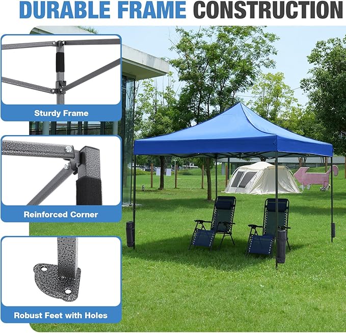 NEWBULIG Pop Up Canopy 9.5x9.5 FT Easy Up Tents for Camping Parties Events Beach Backyard Portable Outdoor Shelter Heavy Duty Instant Sun Shade with Sand Bags