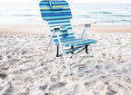 CARIBBEAN JOE Folding Beach Chair, 4 Position Portable Backpack Foldable Camping Chair with Headrest, Cup Holder, and Wooden Armrests