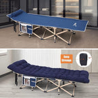 Nice C Camping Cots with Cushion, Camping Cots with Mattress, for Adults, Folding Cot, with Pillow, Carry Bag & Storage Pocket, Extra Wide Sturdy, Holds Up to 500 Lbs (2, Mattress Navy)