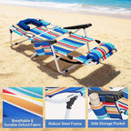 DoCred Heavy Duty Tanning Chair with Face Hole, Adjustable 5-Position Folding Chaise Lounge Chairs for Outside, Portable Lay Flat Beach Lounge Chair for Outdoor Sunbathing Beach Pool Lawn Camping