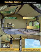Inflatable Camping Tent, Luxury Glamping Design with Skylight, Oxford Fabric