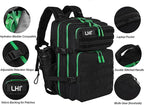 LHI Military Tactical Backpack for Men and Women 45L Army 3 Days Assault Pack Bag Large Rucksack with Molle System - Black with green zipper
