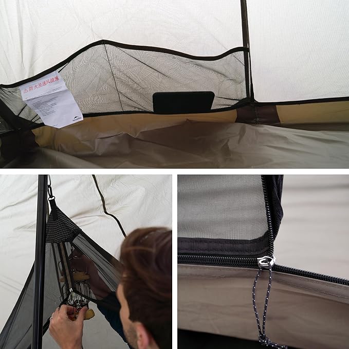 Naturehike Ranch Fire Teepee Tent, Cold Weather Winter Hot Tent with Stove Jack, 4-6 Person Waterproof Windproof 4 Season Tents for Camping