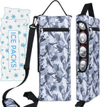 Golf Cooler Bag Plus Ice Pack Soft Sided Insulated Cooler Bag- Holds 6 Pack of Cans or 2 Wine Bottles - Grey Camo Golf Beer Sleeve Black Fits Discreetly in Golf Bags