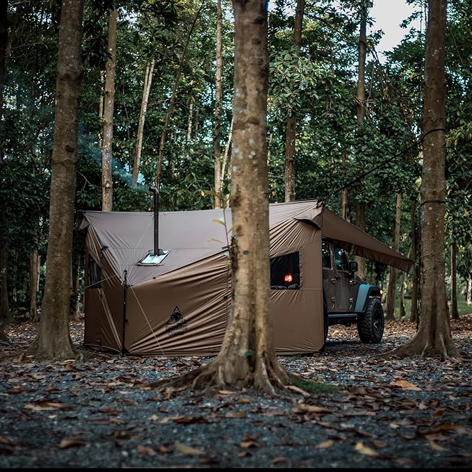 OneTigris COZSHACK Hot Tent, Large Spacious 4 Person Tent with Stove Jack, Windproof Waterproof Tent for Wood Stove Bushcraft Camping Travel Truck Family