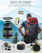 HOMGEN Ultralight Anodized Aluminum Camping Cookware Set for 2 People - Nesting Non Stick Pot/Pan with Foldable Handles Insulated Teapot & Stainless Cups - Compact Backpacking Gear for Camping/Hiking