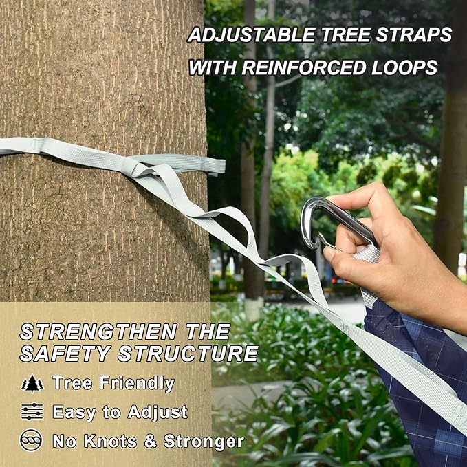 Dark Blue Checks Camping Hammock Indoor Hammock for Camping Travel Accessories