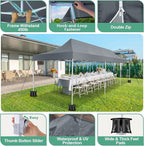 COBIZI 10x30 Canopy Tent, Heavy Duty Pop up Canopy with Sidewalls, Waterproof Easy Setup Canopy with Mosquito Netting, Outdoor Instant Screen Tents for Parties, Wedding with Roller Bag, Gray