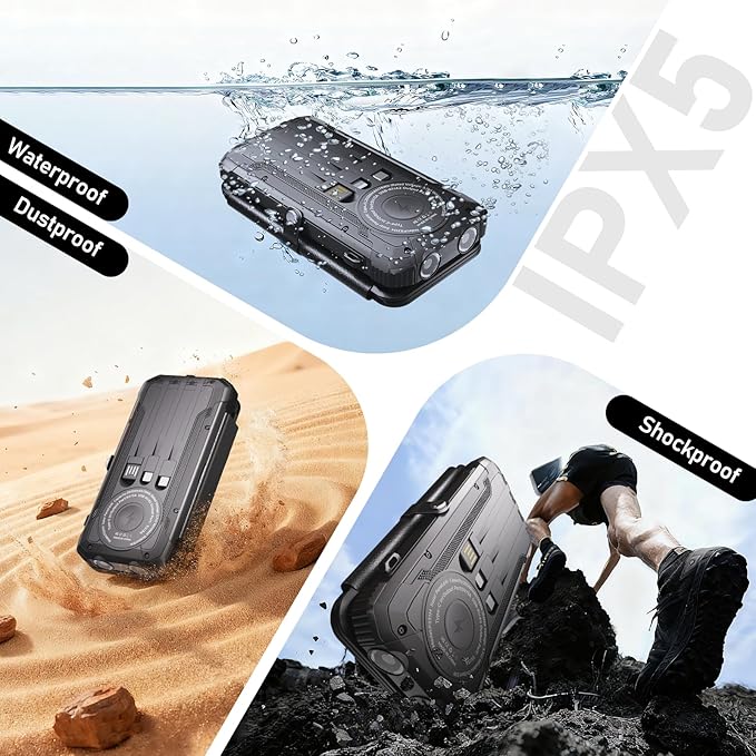 Solar Power Bank 20000mAh Portable Charger Built-in 3 Cables and Wireless Charging Battery Pack Compatible for iPhone, Samsung, IPX5 Waterproof, Bright Flashlight Perfect for Camping,Hiking,Outdoor
