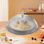 Stainless Steel Mesh Food Cover Round Mesh Food Tent Utility Lightweight Protector for Dining at The Beach, Park, or Camping, Diameter 26 cm