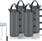 4 Sand Bags for Weight, Heavy Duty Sandbags for Canopy Legs, Extra Large Pop Up Tent Weights, Canopy Weight Bags for Gazebo, Outdoor Sun Shelter, Umbrella - Gray, 6"×20", Without Sand