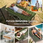 Suteck 32In XXL Folding Camping Cot, 900LBS Heavy Duty Sleeping Cot with Pillow Mattress, 1200D Double-Layer Oxford Portable Cot for Adults with Carry Bag for Home Office Nap Beach Travel